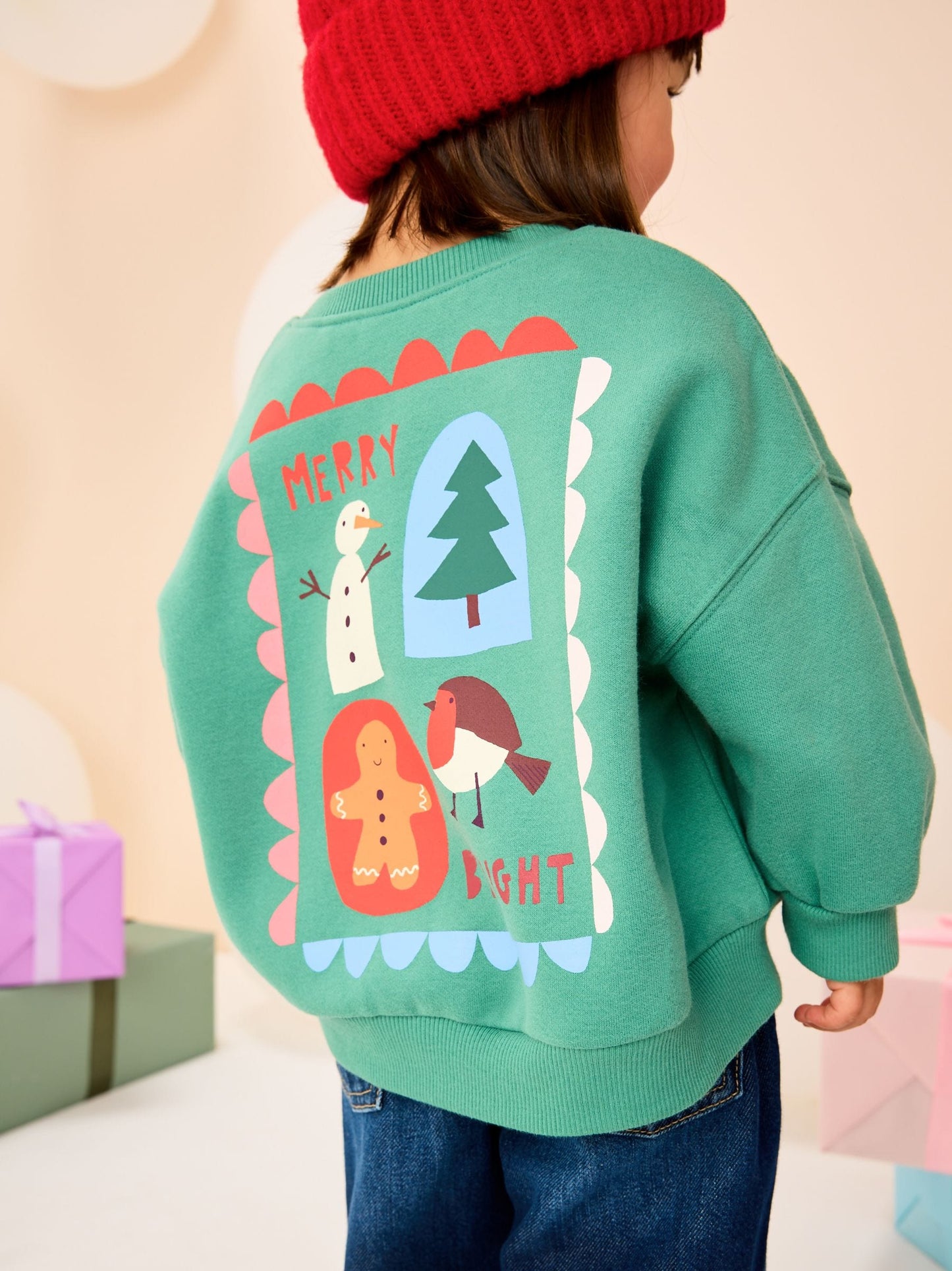 Green Christmas Robin Crew Neck Sweatshirt (3mths-7yrs)