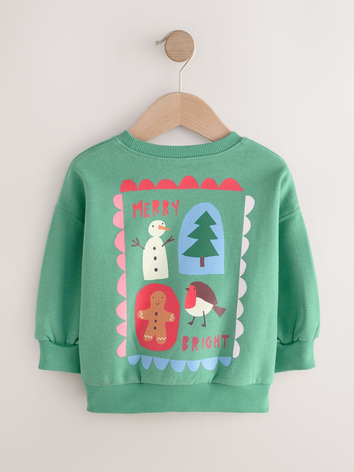 Green Christmas Robin Crew Neck Sweatshirt (3mths-7yrs)