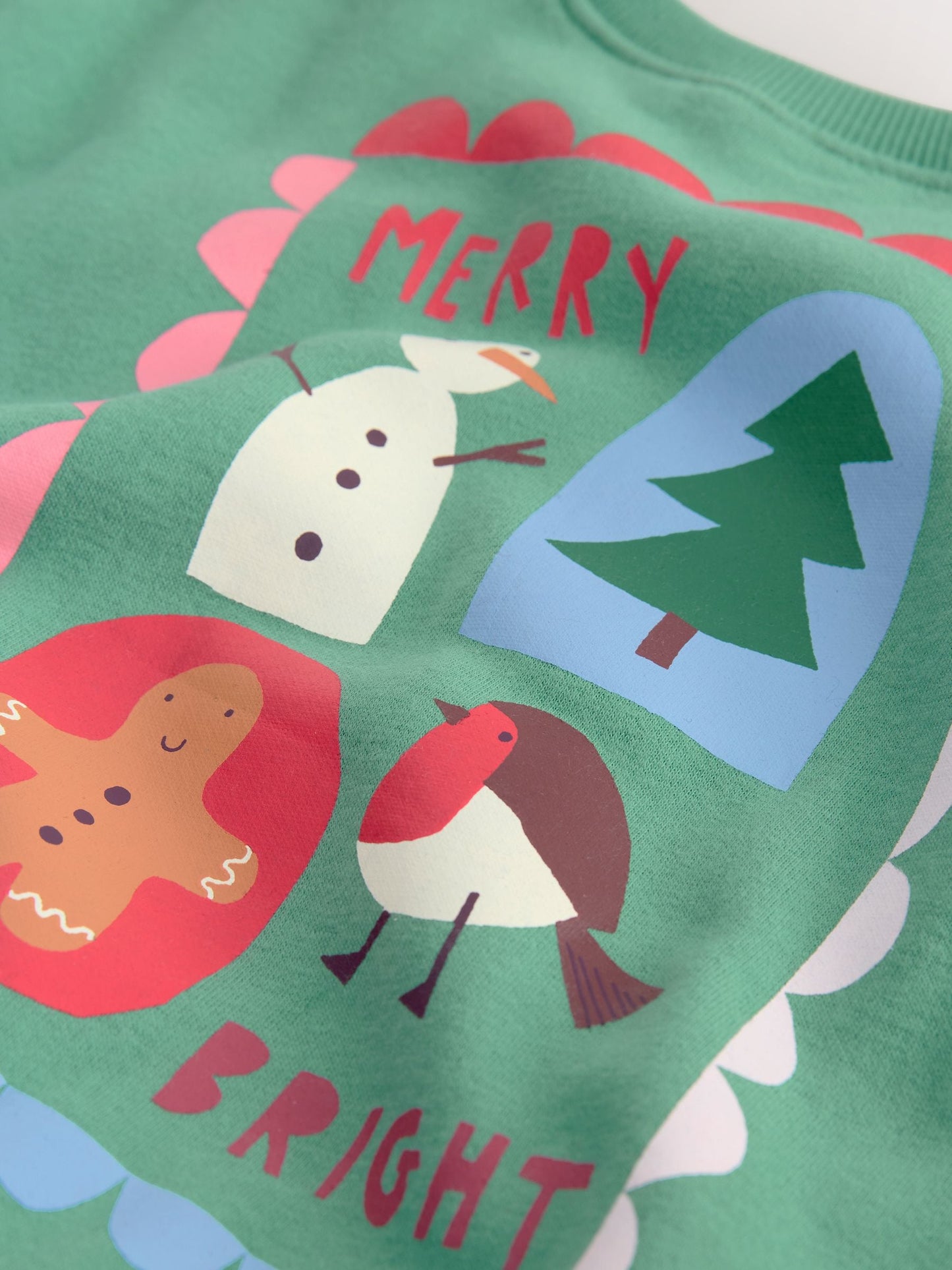 Green Christmas Robin Crew Neck Sweatshirt (3mths-7yrs)