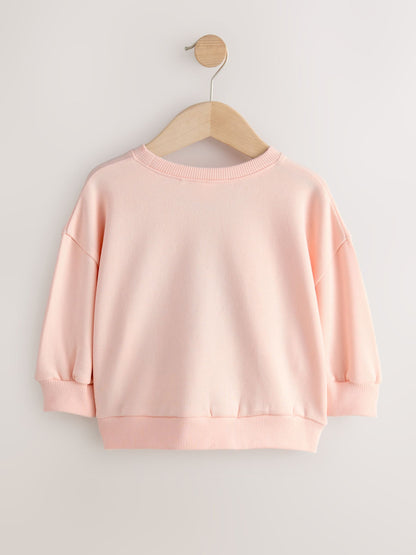 Light Pink Festive Friends Christmas Crew Neck Sweatshirt (3mths-7yrs)