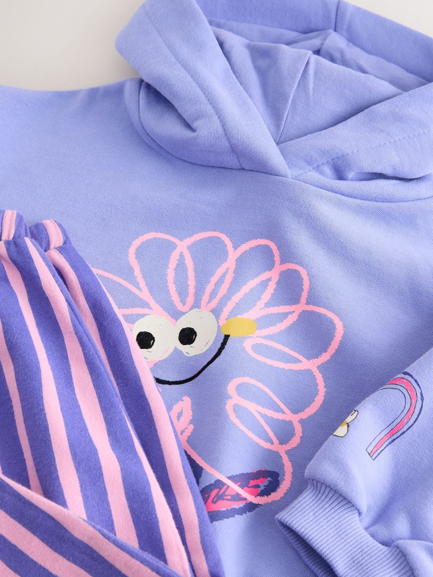 Purple Stripe Flower Hoodie & Barrel Leg Joggers Set (3mths-7yrs)