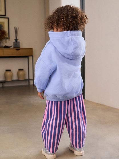 Purple Stripe Flower Hoodie & Barrel Leg Joggers Set (3mths-7yrs)