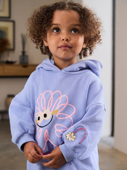 Purple Stripe Flower Hoodie & Barrel Leg Joggers Set (3mths-7yrs)