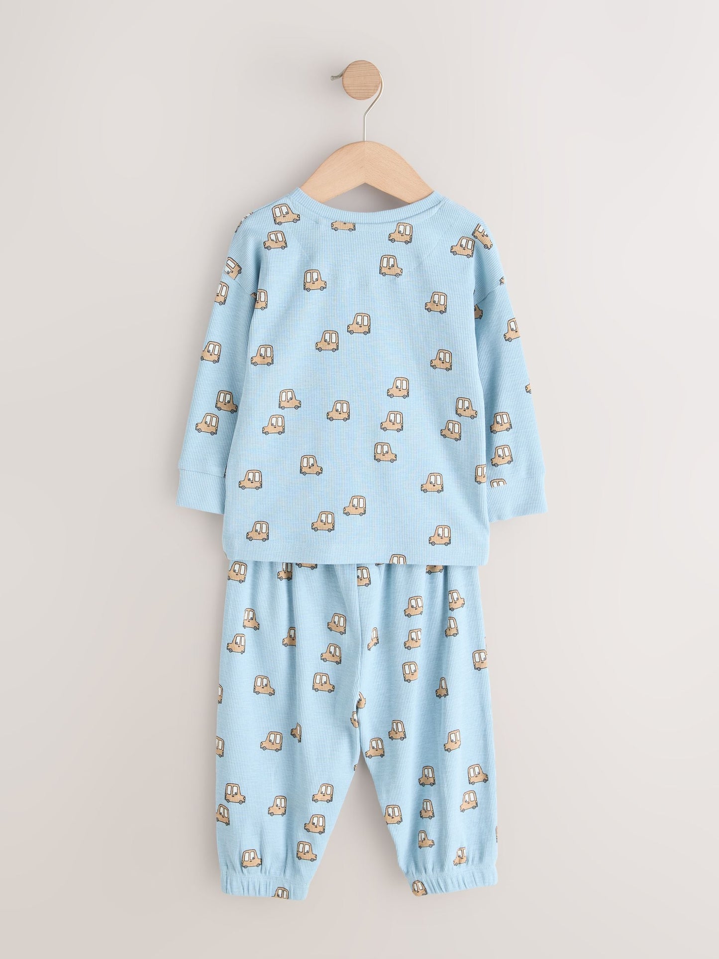 Blue/Ecru/Ochre Mini Transport Ribbed Pyjamas 3 Pack (9mths-12yrs) image 11