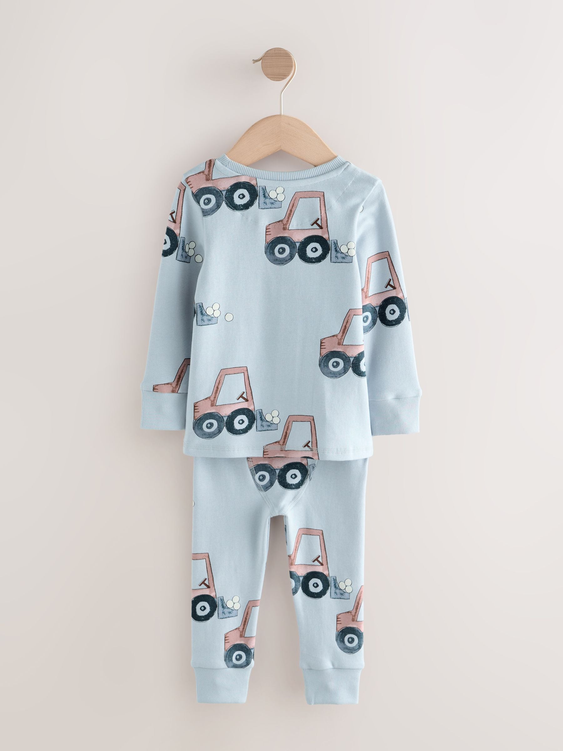 Blue/Ecru Transport Mini Snuggle Pyjamas 3 Pack (9mths-10yrs) image 4