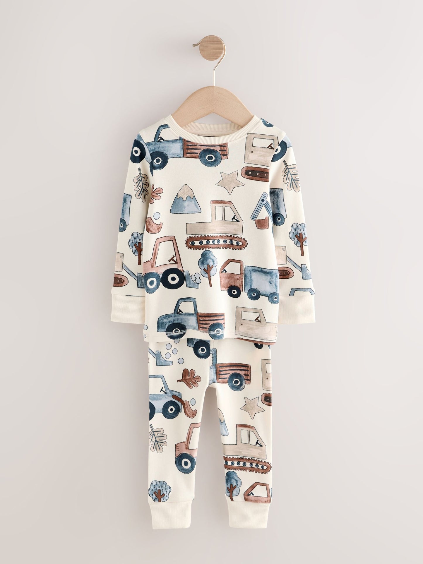 Blue/Ecru Transport Mini Snuggle Pyjamas 3 Pack (9mths-10yrs) image 5