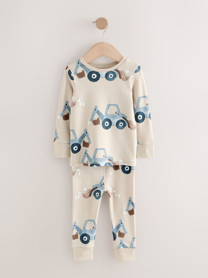 Blue/Ecru Transport Mini Snuggle Pyjamas 3 Pack (9mths-10yrs) image 6