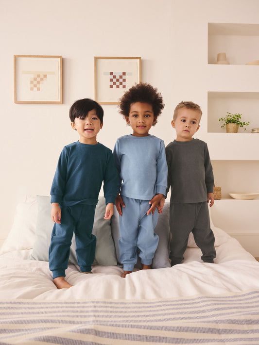 Blue/Navy/Grey Relaxed Fit Pyjamas 3 Pack (9mths-12yrs) image 1