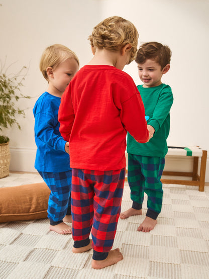 Red/Blue/Green Check Dinosaur Check Woven Bottom Pyjamas 3 Pack (9mths-8yrs) image 8