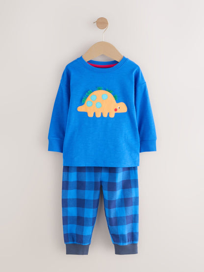 Red/Blue/Green Check Dinosaur Check Woven Bottom Pyjamas 3 Pack (9mths-12yrs) - image 5
