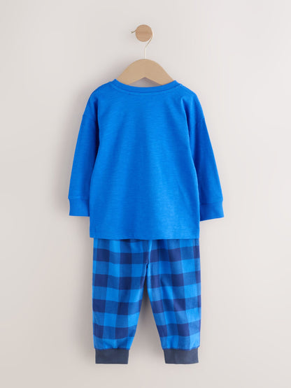 Red/Blue/Green Check Dinosaur Check Woven Bottom Pyjamas 3 Pack (9mths-12yrs) - image 6