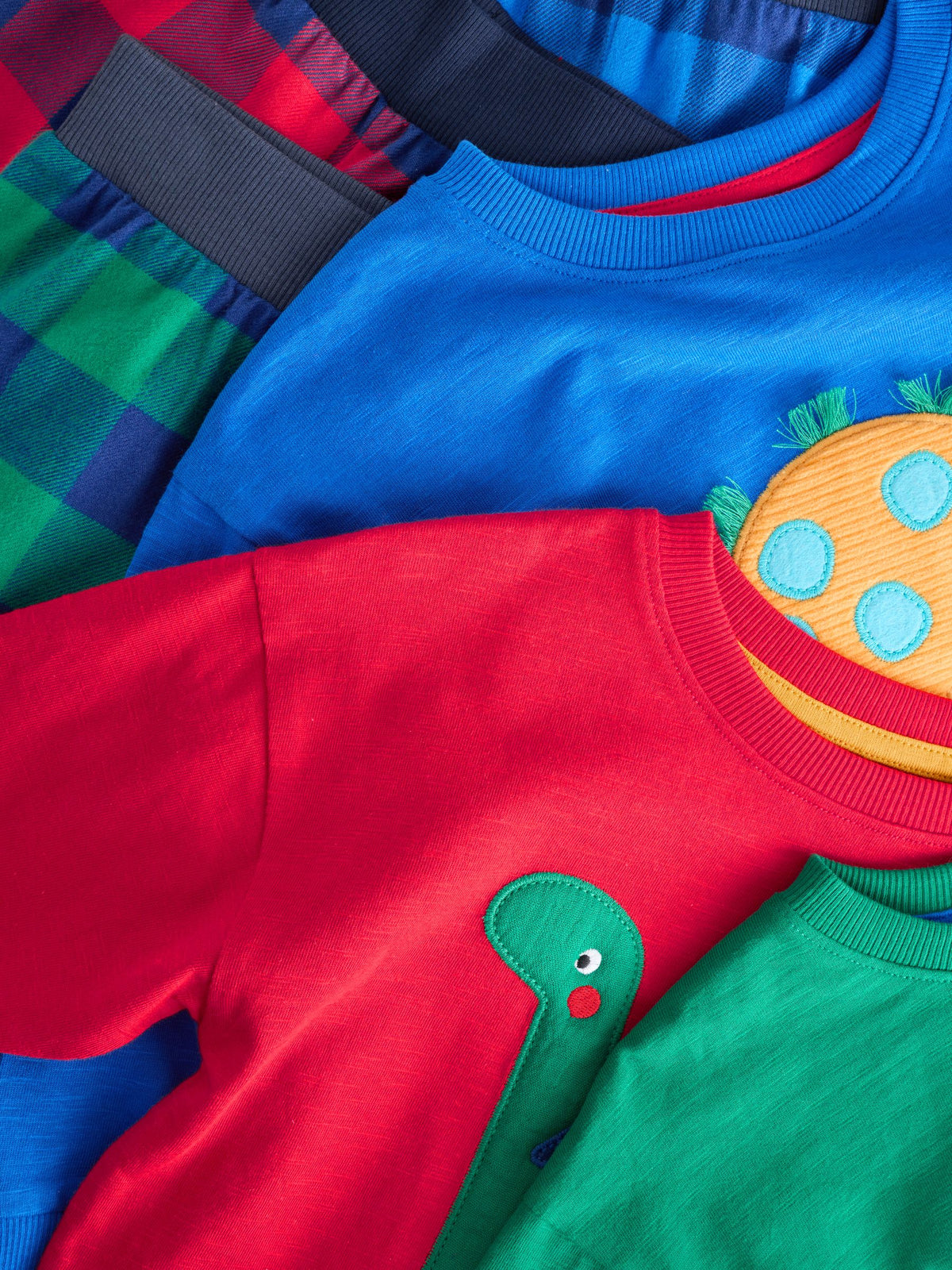 Red/Blue/Green Check Dinosaur Check Woven Bottom Pyjamas 3 Pack (9mths-12yrs) - image 9