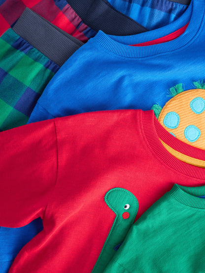 Red/Blue/Green Check Dinosaur Check Woven Bottom Pyjamas 3 Pack (9mths-12yrs) - image 9