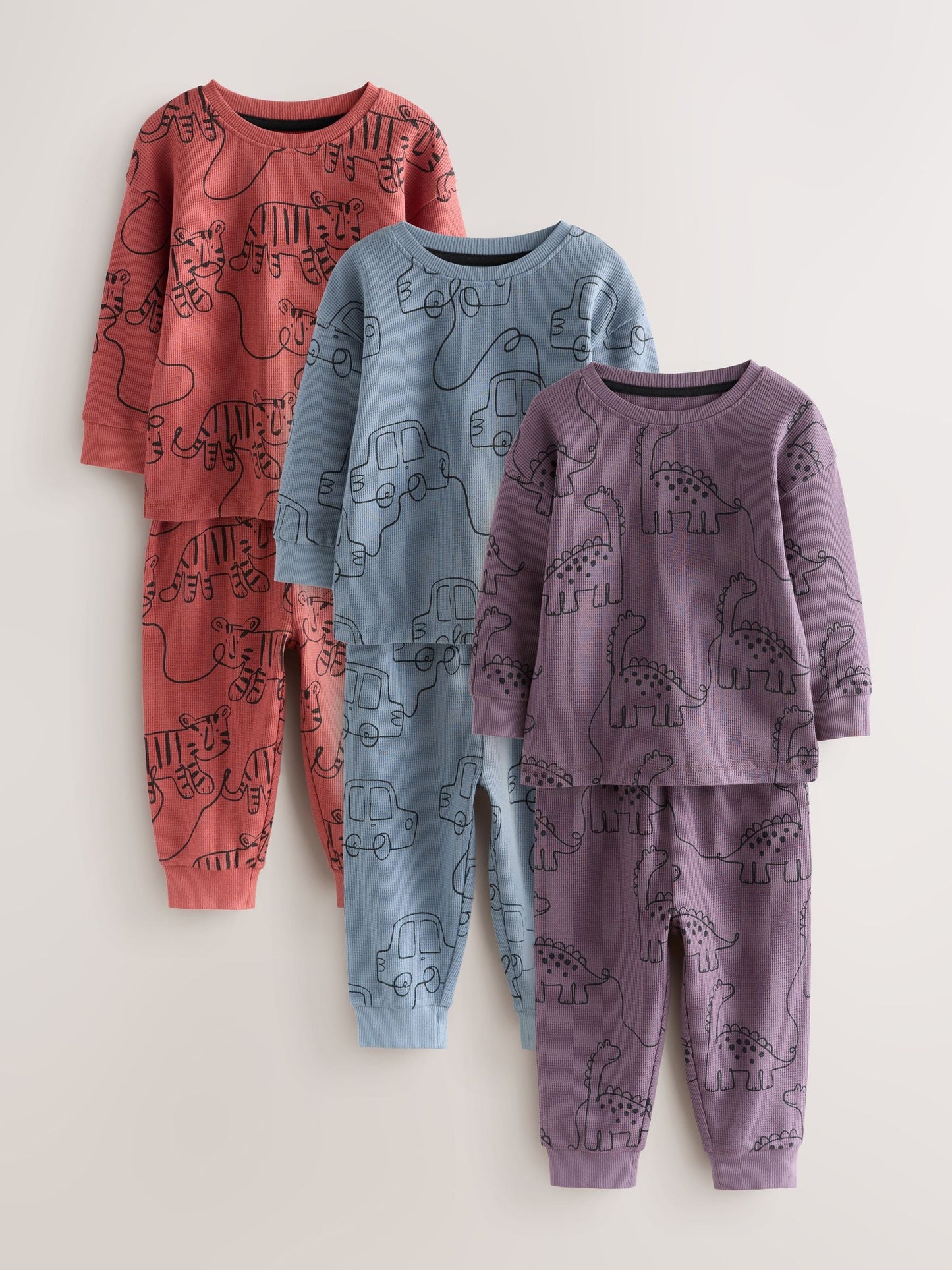 Red/Blue/Purple Oversized fit Pyjamas 3 Pack (9mths-10yrs) image 1