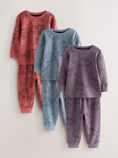 Red/Blue/Purple Oversized fit Pyjamas 3 Pack (9mths-10yrs) image 1
