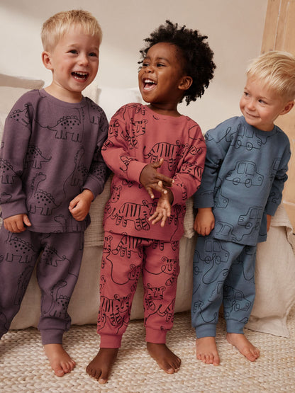 Red/Blue/Purple Oversized fit Pyjamas 3 Pack (9mths-10yrs) image 4