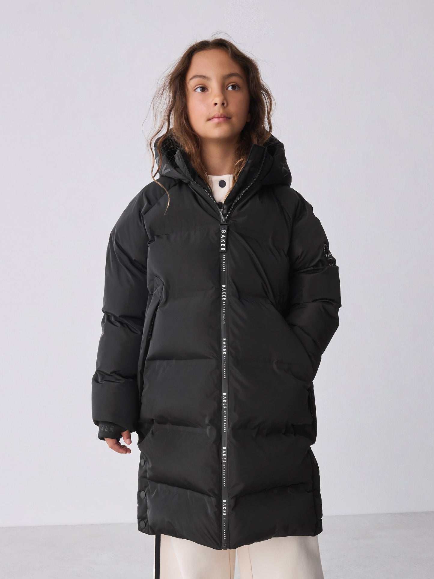 Baker by Ted Baker Shower Resistant Heat Seal Longline Padded Black Coat image 1