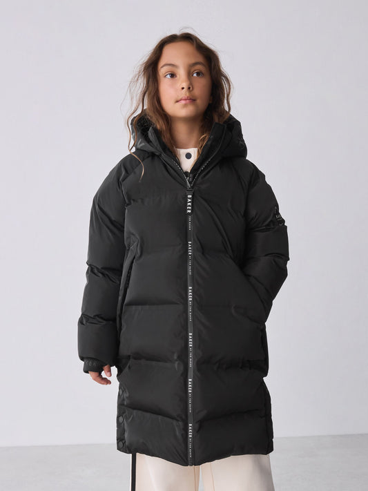 Baker by Ted Baker Shower Resistant Heat Seal Longline Padded Black Coat image 1