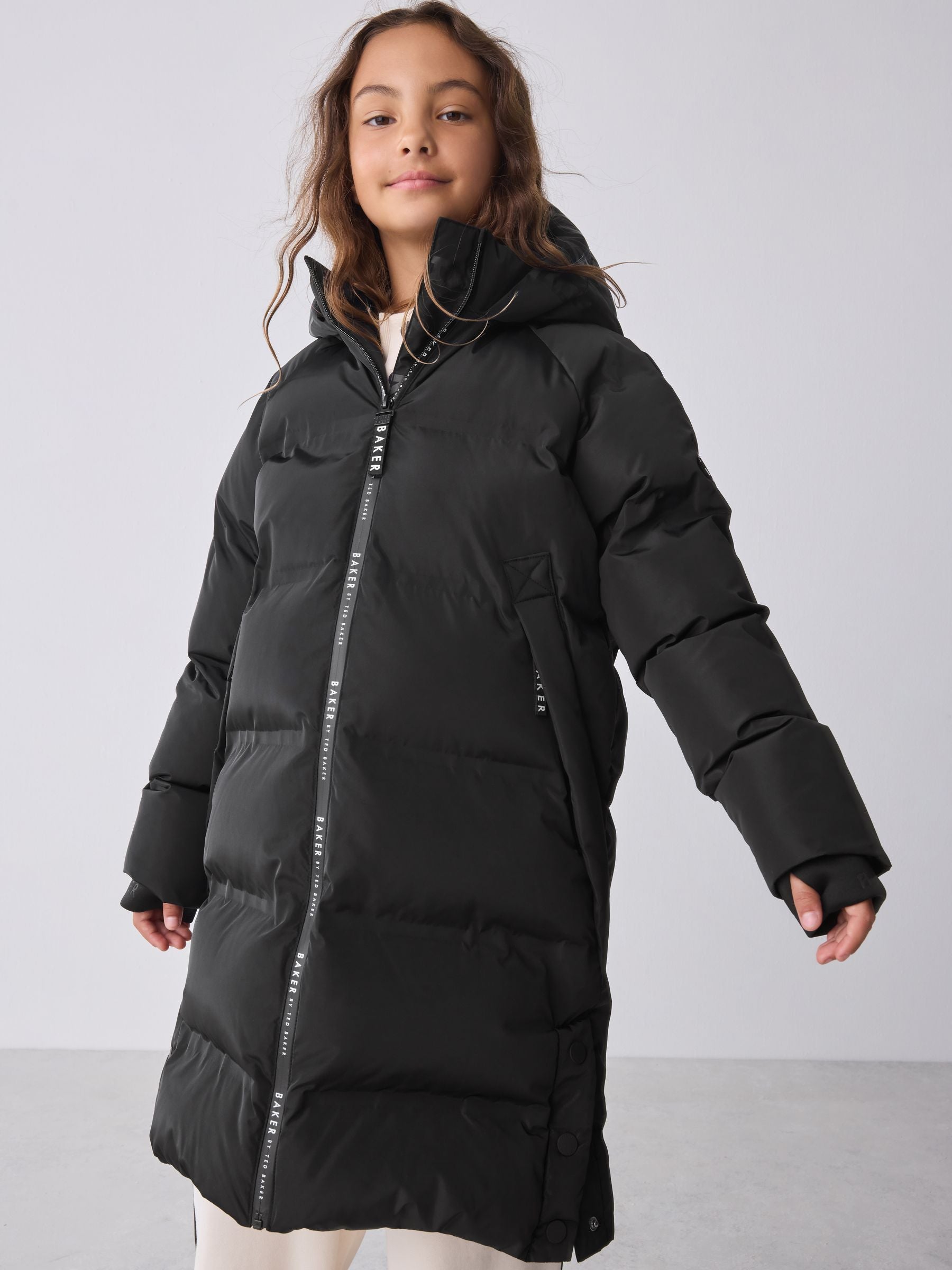 Baker by Ted Baker Shower Resistant Heat Seal Longline Padded Black Coat image 2
