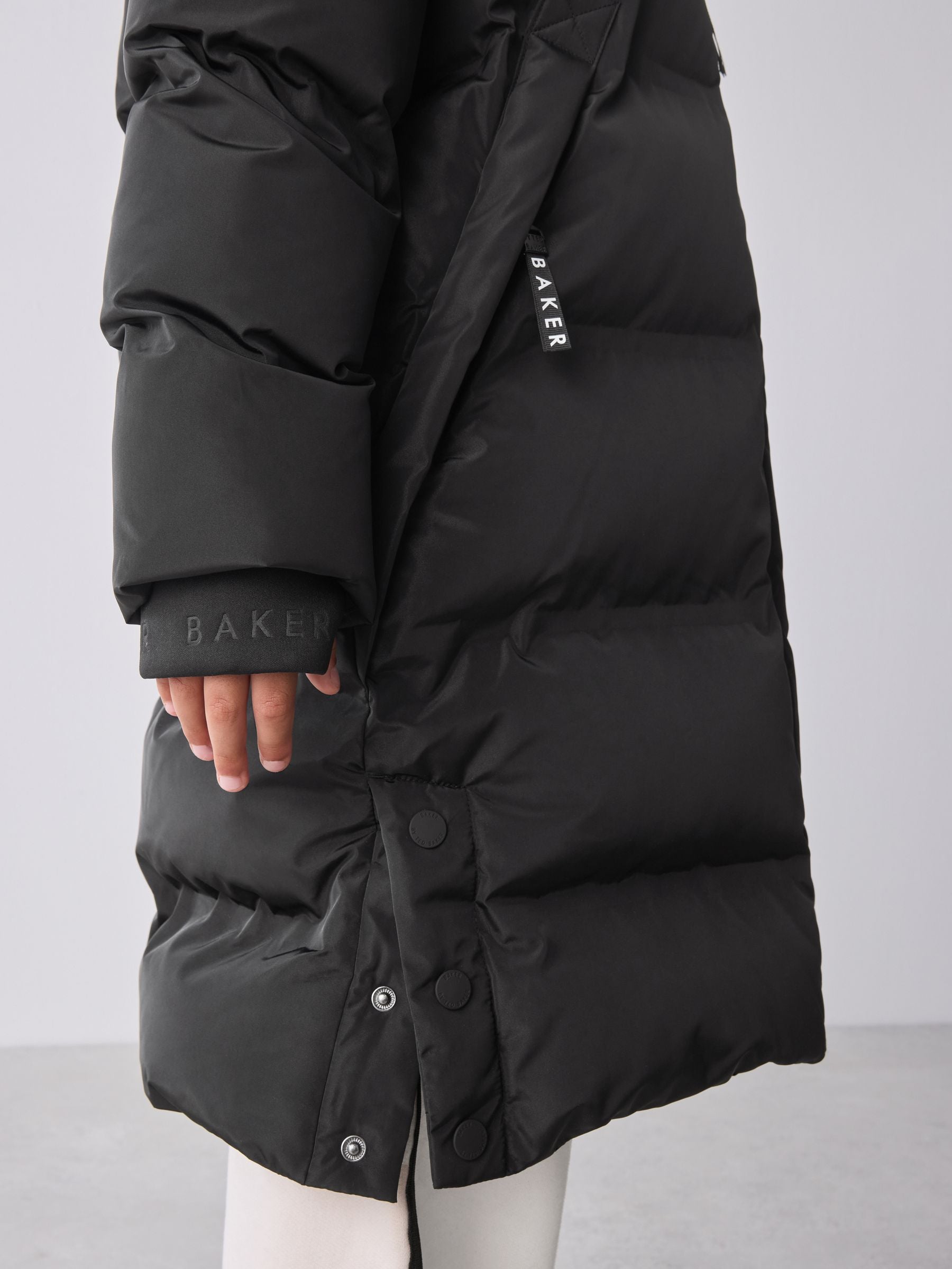 Baker by Ted Baker Shower Resistant Heat Seal Longline Padded Black Coat image 5