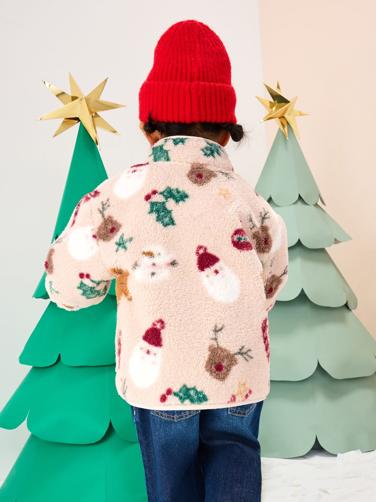 Neutral Christmas Half Popper Fleece (3mths-7yrs)