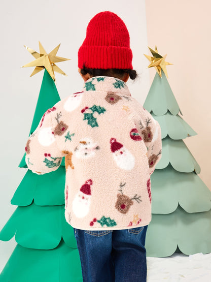 Neutral Christmas Half Popper Fleece (3mths-7yrs)