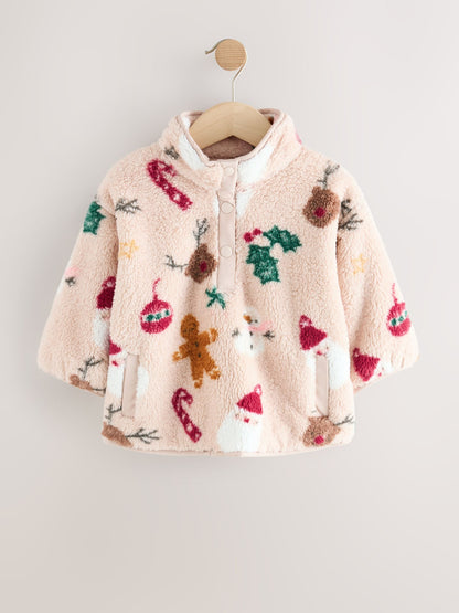 Neutral Christmas Half Popper Fleece (3mths-7yrs)