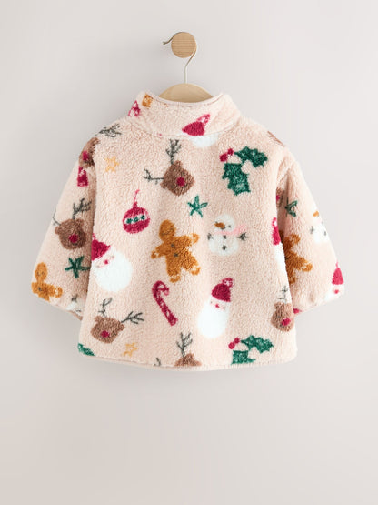 Neutral Christmas Half Popper Fleece (3mths-7yrs)