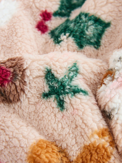 Beige Christmas Half Popper Fleece (3mths-7yrs)