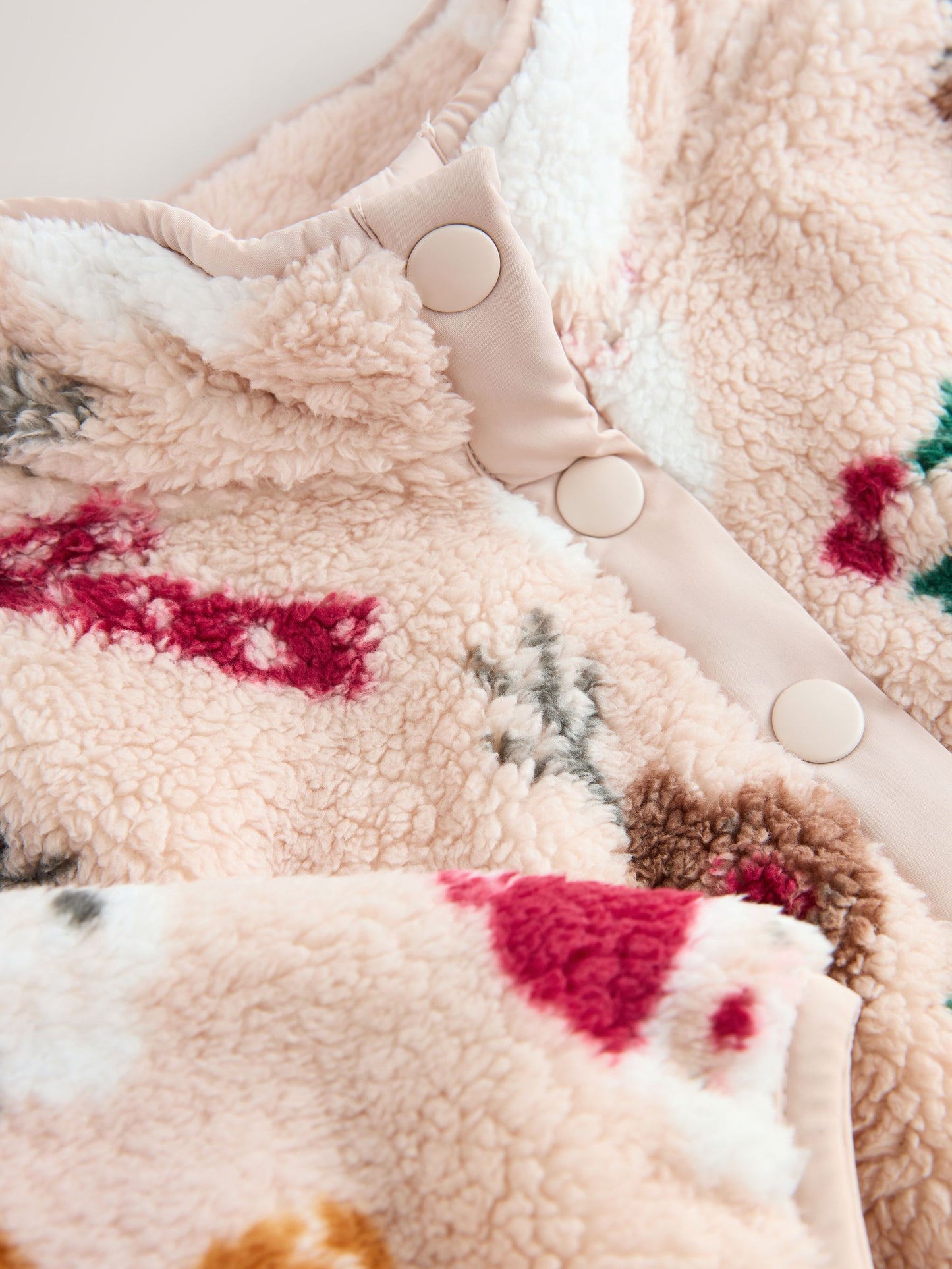 Beige Christmas Half Popper Fleece (3mths-7yrs)