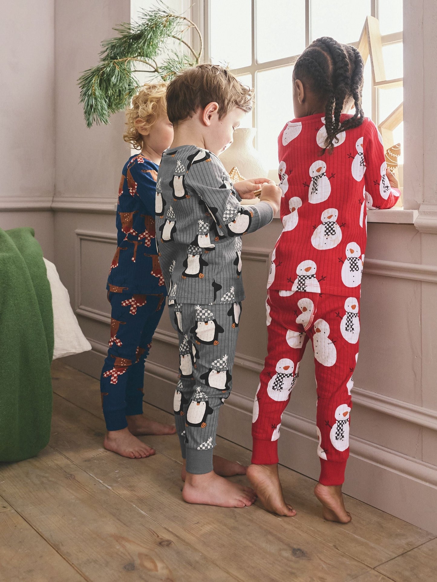Red Christmas Snuggle Pyjamas 3 Pack (9mths-10yrs)