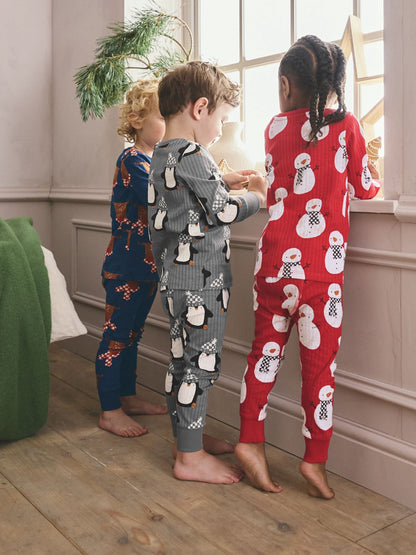 Red Christmas Snuggle Pyjamas 3 Pack (9mths-10yrs)