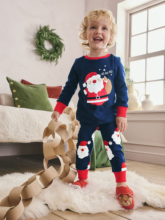 Navy Single Snuggle Christmas Pyjamas (9mths-12yrs) image 1