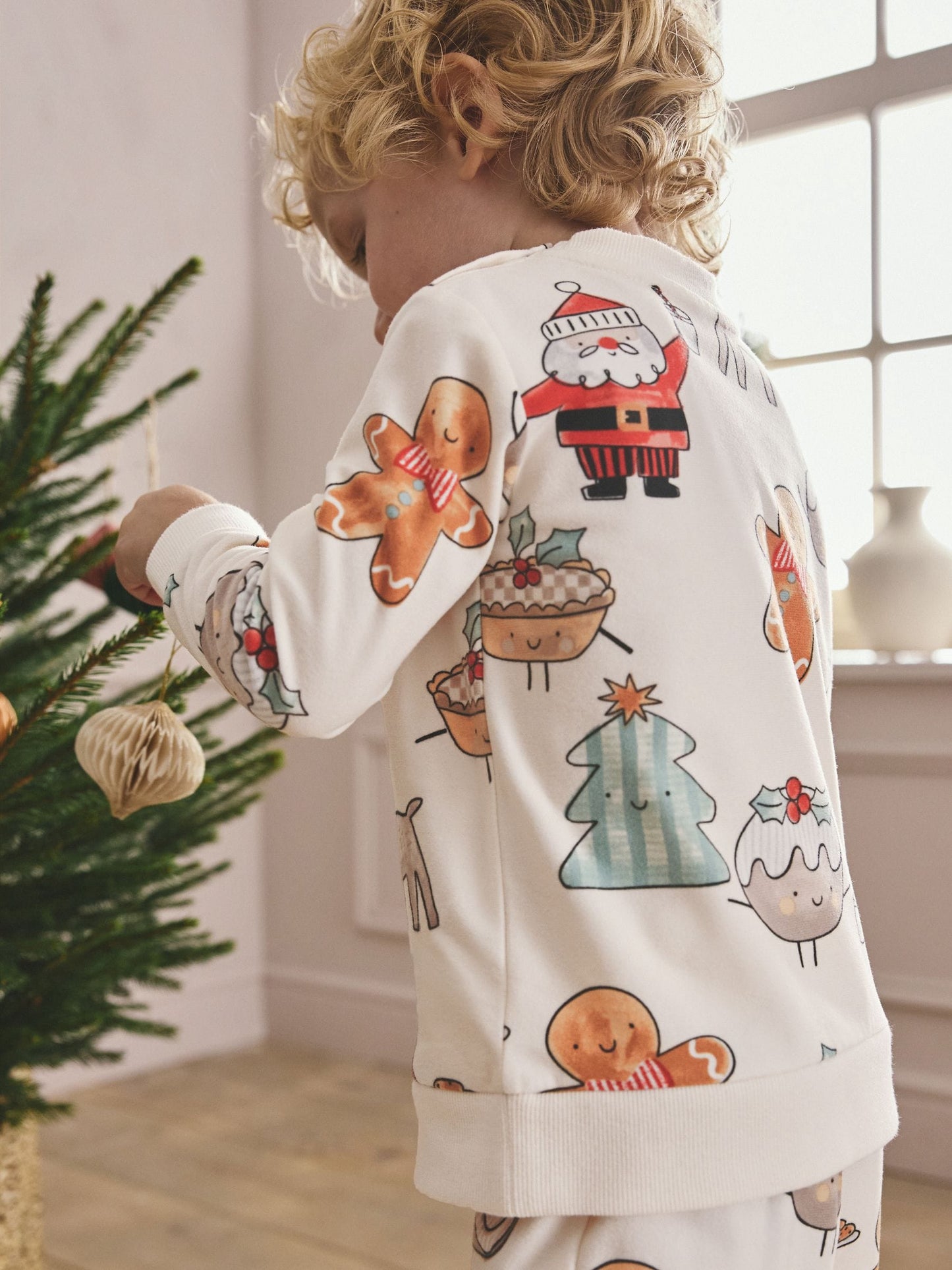Cream Single Cosy Fleece Xmas Pyjamas (9mths-10yrs)