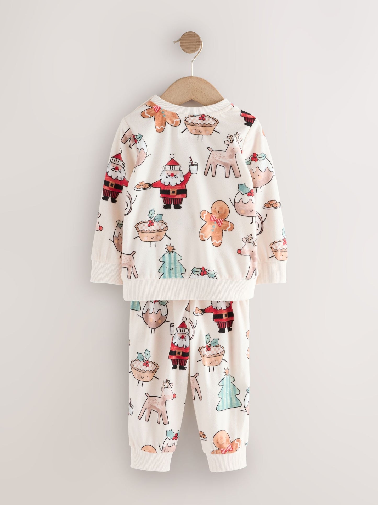 Cream Single Cosy Fleece Xmas Pyjamas (9mths-10yrs)