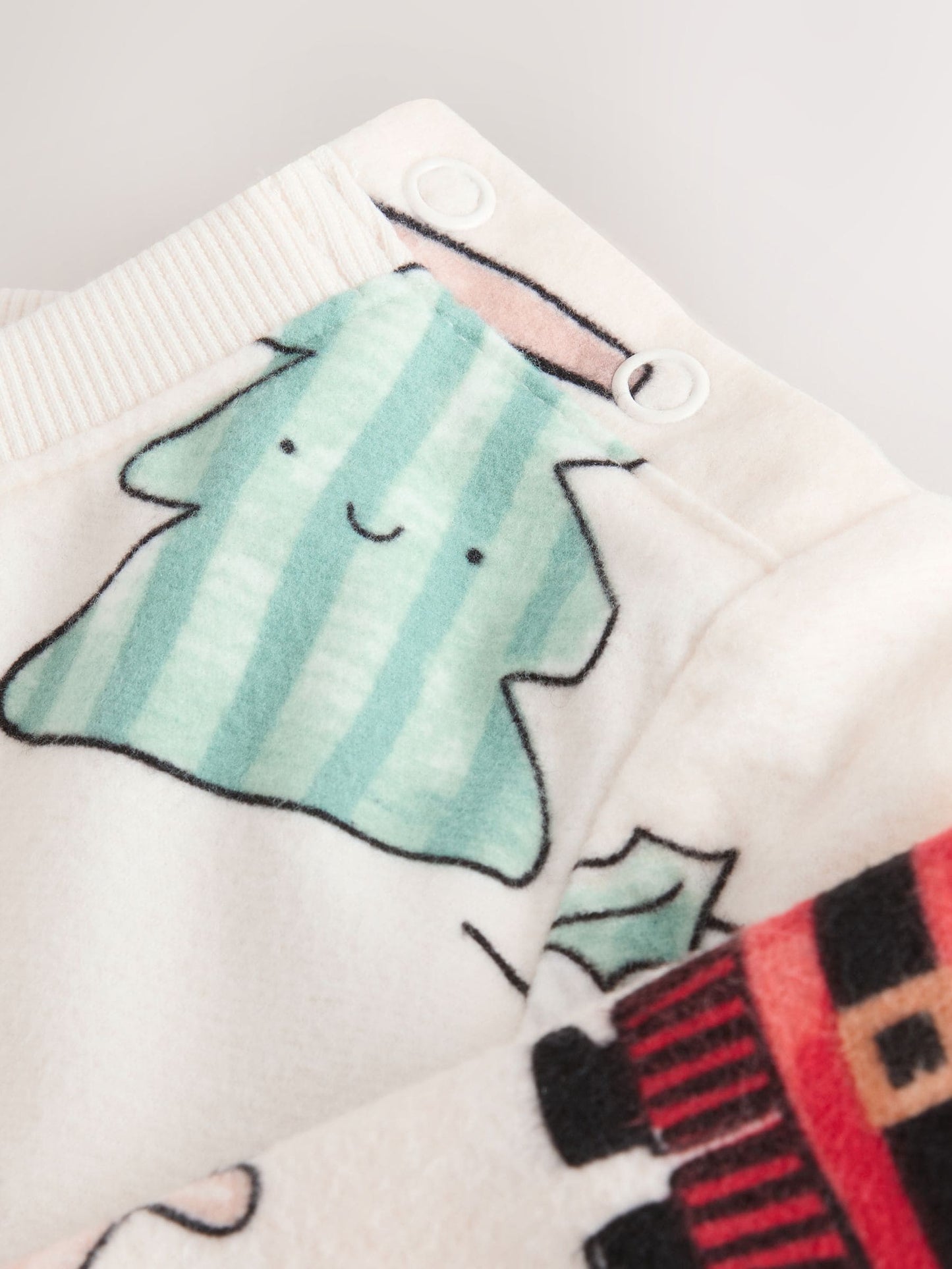 Cream Single Cosy Fleece Xmas Pyjamas (9mths-10yrs)