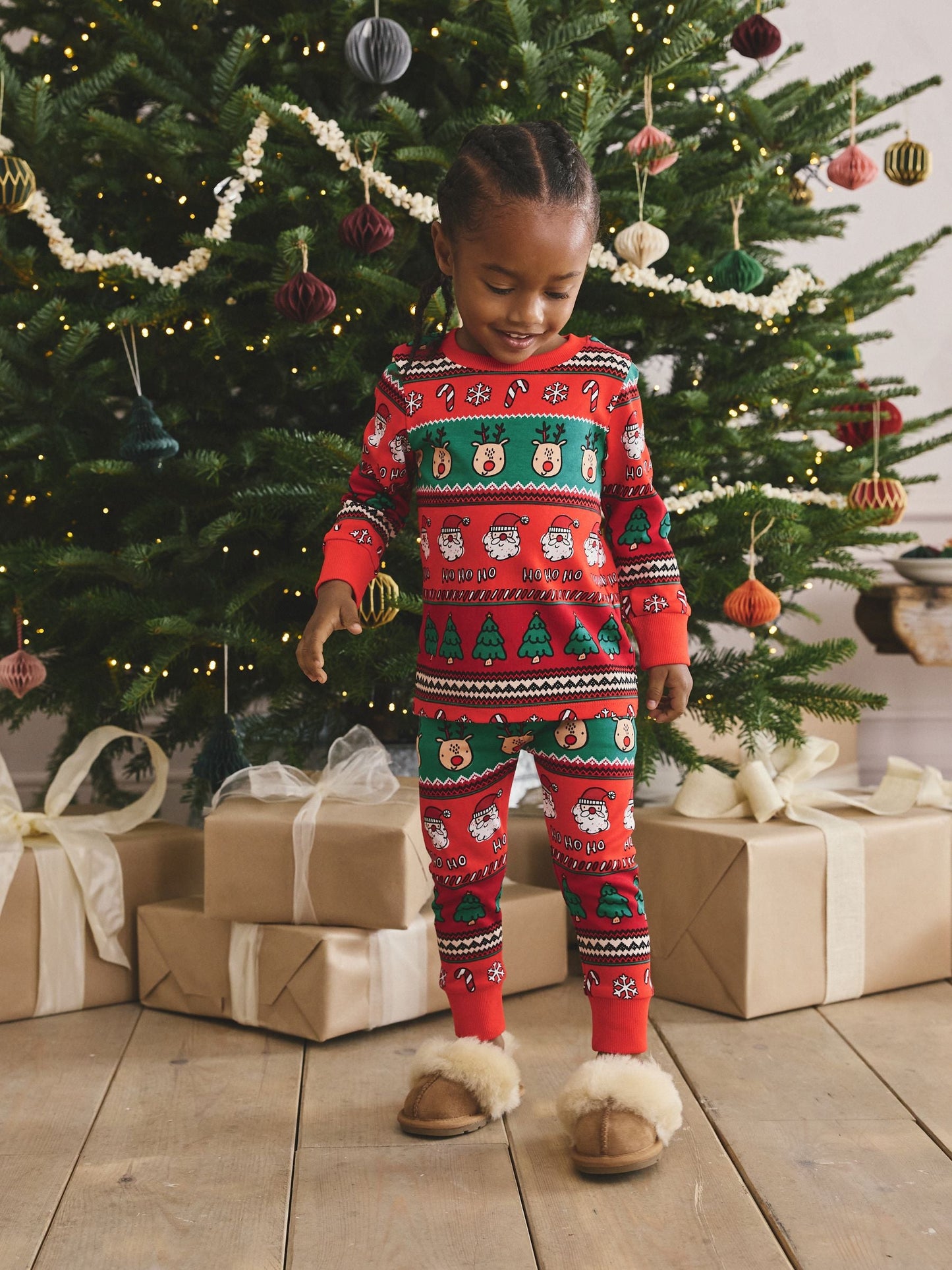 Red Fairisle Pattern Single Snuggle Xmas Pyjamas (9mths-10yrs)