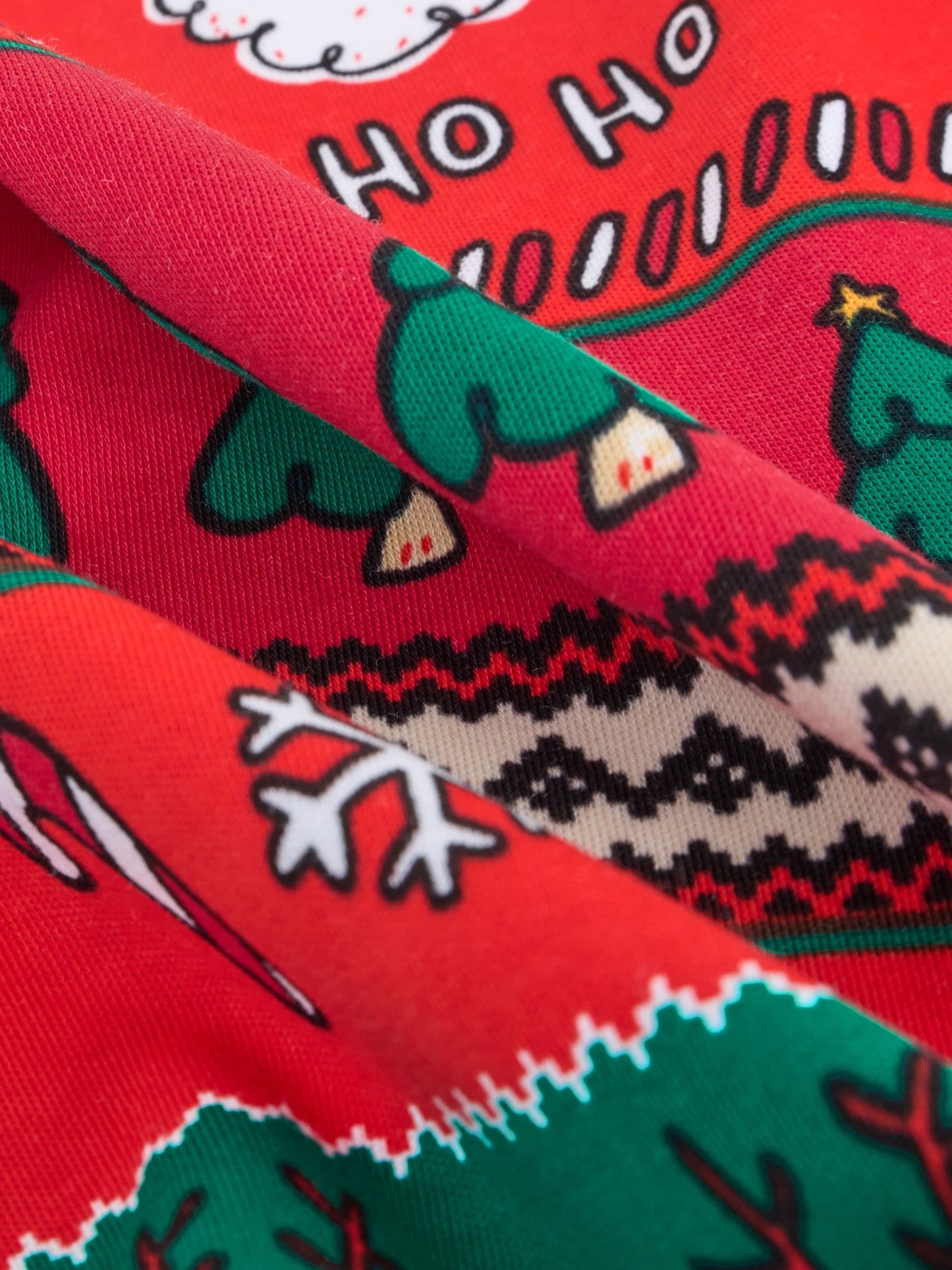 Red Fairisle Pattern Single Snuggle Xmas Pyjamas (9mths-10yrs)