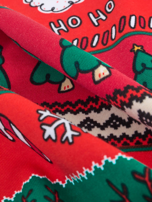 Red Fairisle Pattern Single Snuggle Xmas Pyjamas (9mths-10yrs)