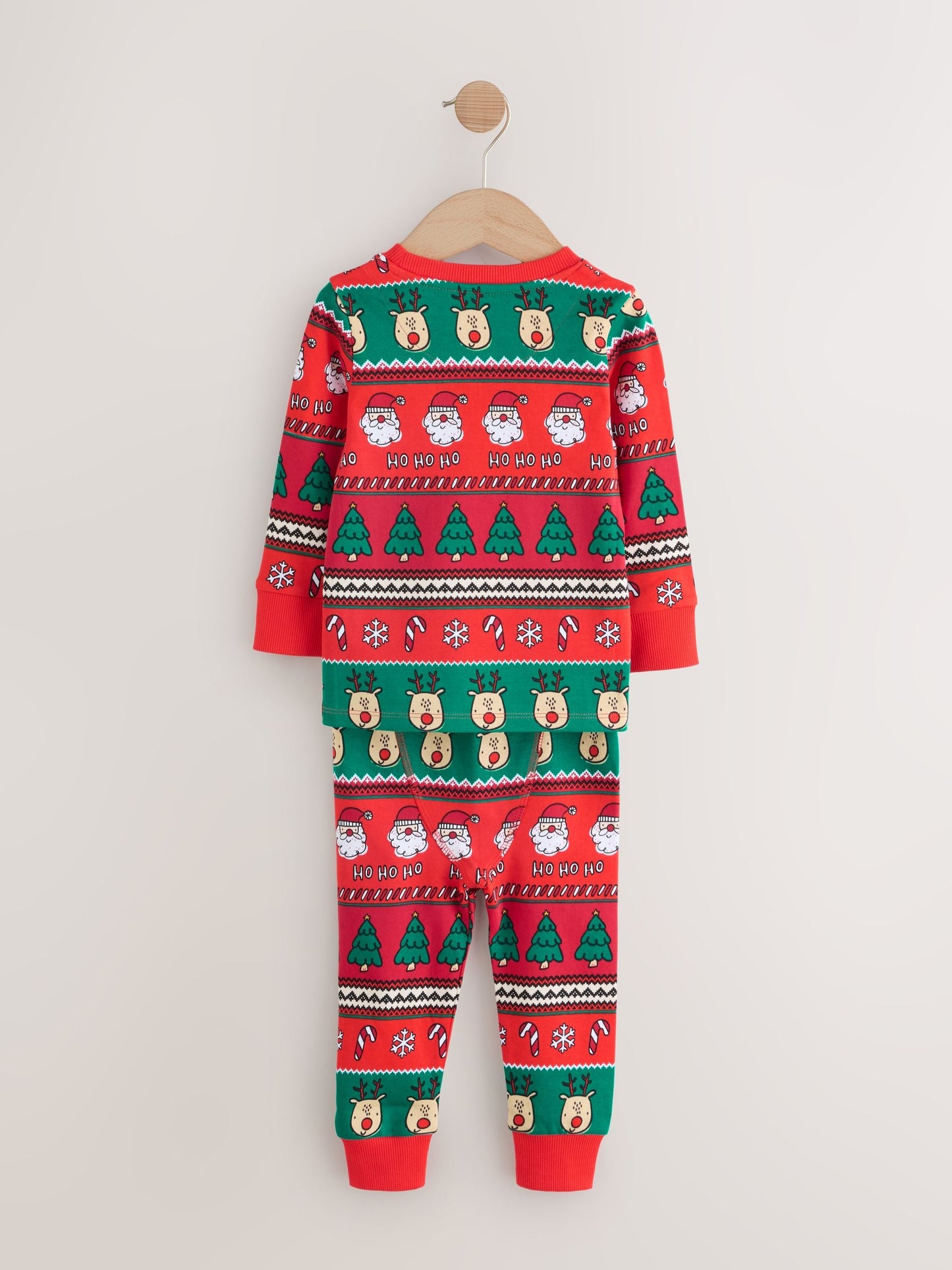 Red Fairisle Pattern Single Snuggle Xmas Pyjamas (9mths-10yrs)