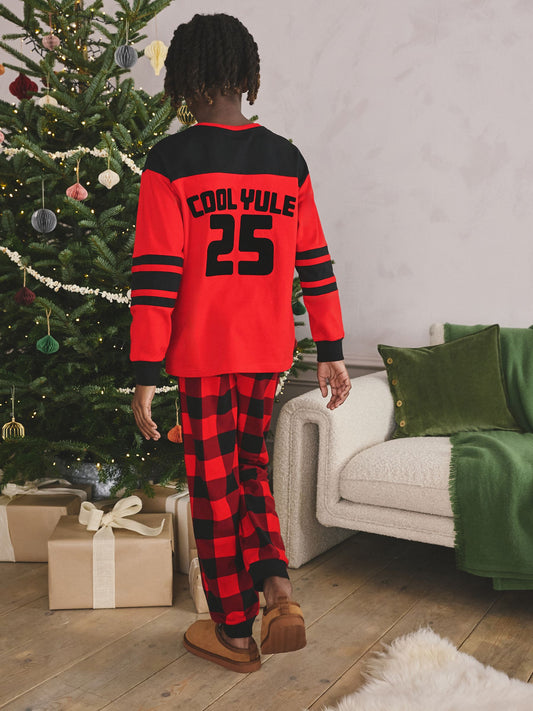 Red Check Reindeer Single Christmas Pyjamas (5-16yrs) image 3