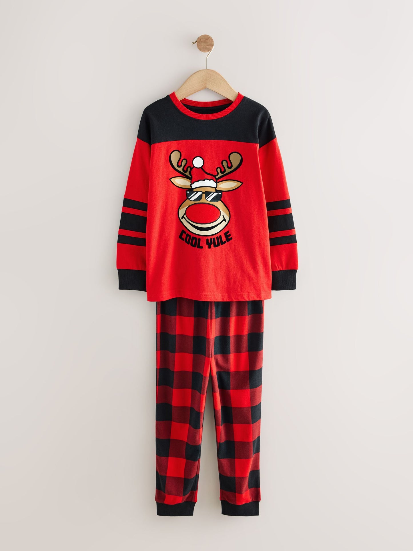 Red Check Reindeer Single Christmas Pyjamas (5-16yrs) image 6