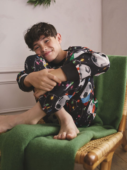Black/White/Red/Green Football Single Christmas Pyjamas (4-16yrs) image 3