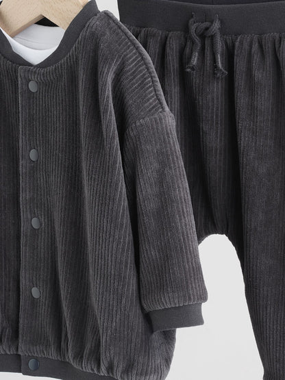 Black/White Baby Velour Jacket, Top and Joggers  Set (0mths-2yrs)