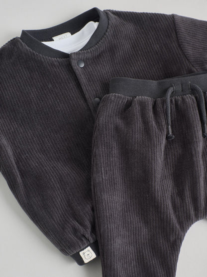 Black/White Baby Velour Jacket, Top and Joggers  Set (0mths-2yrs)