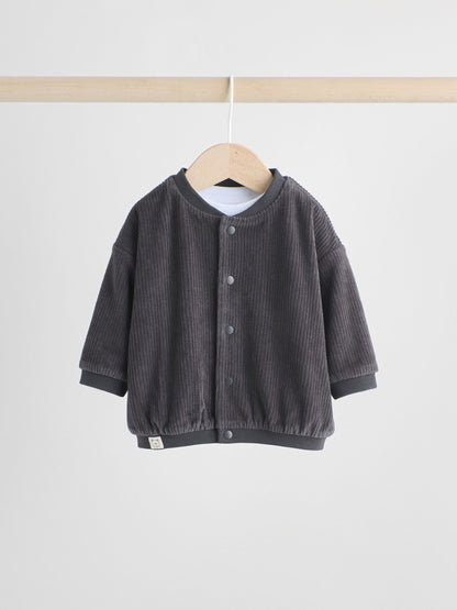 Black/White Baby Velour Jacket, Top and Joggers  Set (0mths-2yrs)