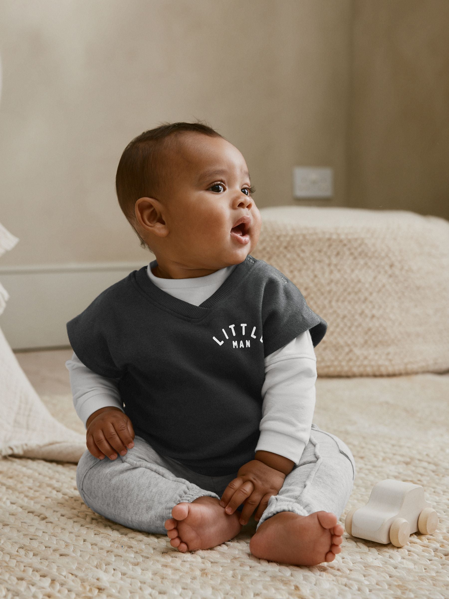 Grey Little Man Baby Gilet Top and Leggings Set (0mths-2yrs) image 1