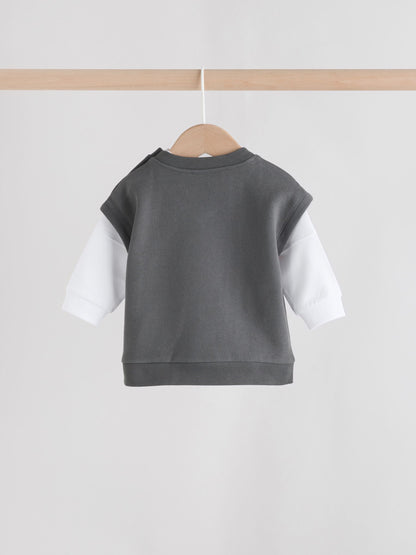 Grey Little Man Baby Gilet Top and Leggings Set (0mths-2yrs) image 3