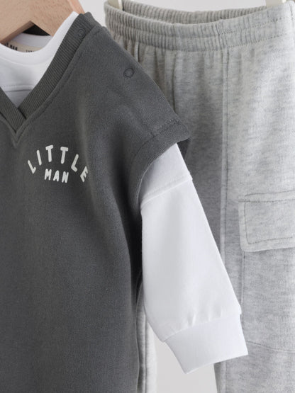 Grey Little Man Baby Gilet Top and Leggings Set (0mths-2yrs) image 6