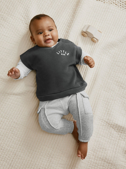 Grey Little Man Baby Gilet Top and Leggings Set (0mths-2yrs) image 2
